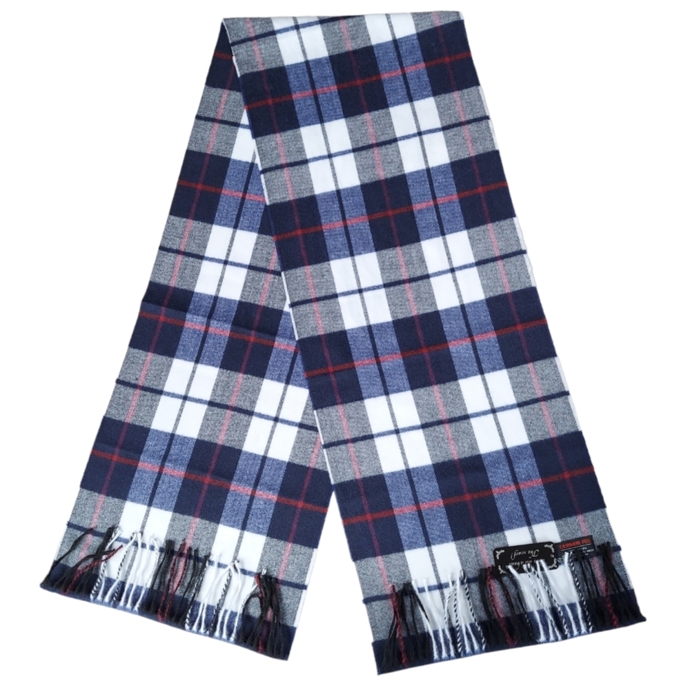 Classic Scarf Navy Blue Womens Unisex Neck Scarf Plaid Winter Scarf Warm Acrylic - Picture 5 of 11